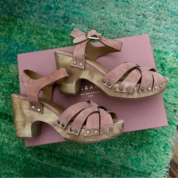 NEW Sezane Isabelle blush pink suede clogs EU 35 / US 6 - Picture 4 of 8